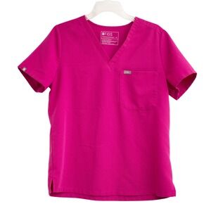 FIGS Pink Sz M Technical Collection Scrub Top Short Sleeve Magenta Fuchsia Medi
